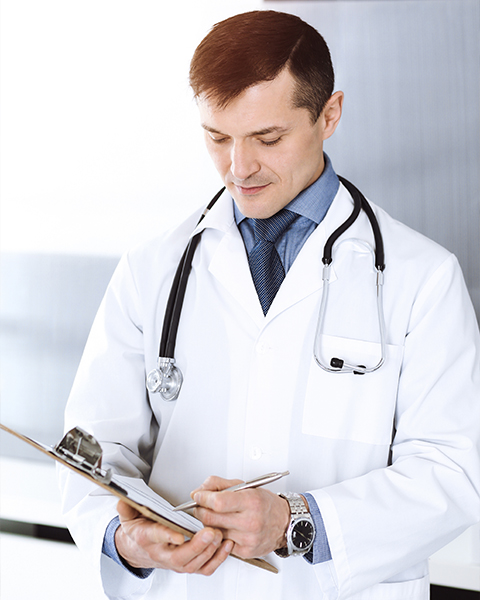 Doctor reviewing patient notes